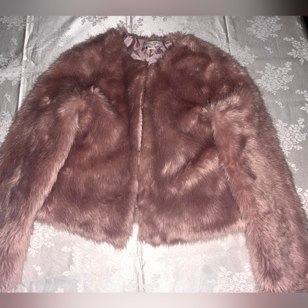 Plush Faux Fur Jacket in Dusty Pink